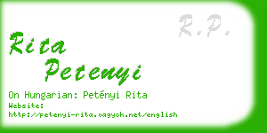 rita petenyi business card