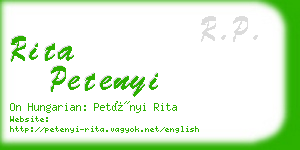 rita petenyi business card